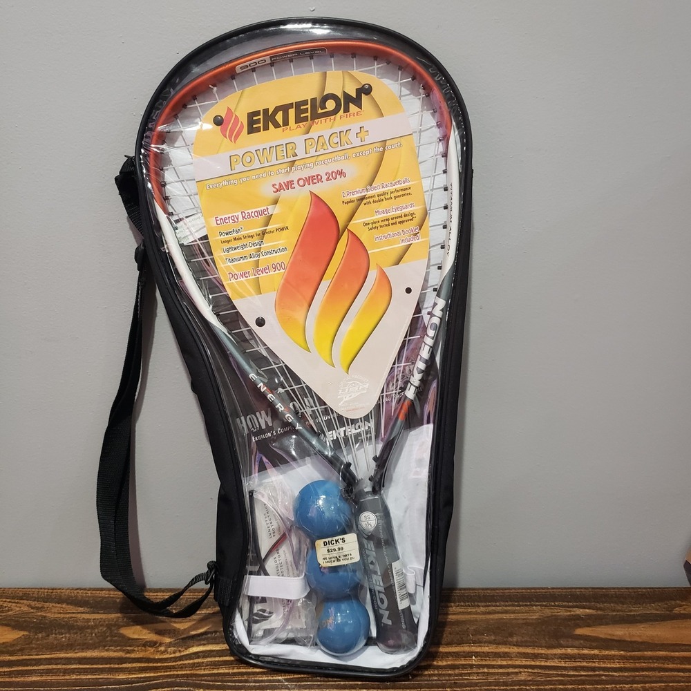 Ektelon Racquetball PowerPack Set Unisex 3 5/8 Power Pack+ Orange New Kit